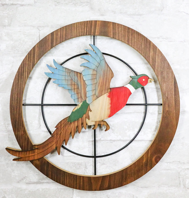 Rustic Pheasant Bird Hunting in Scope Crosshairs Hunting MDF Wood Wall Decor