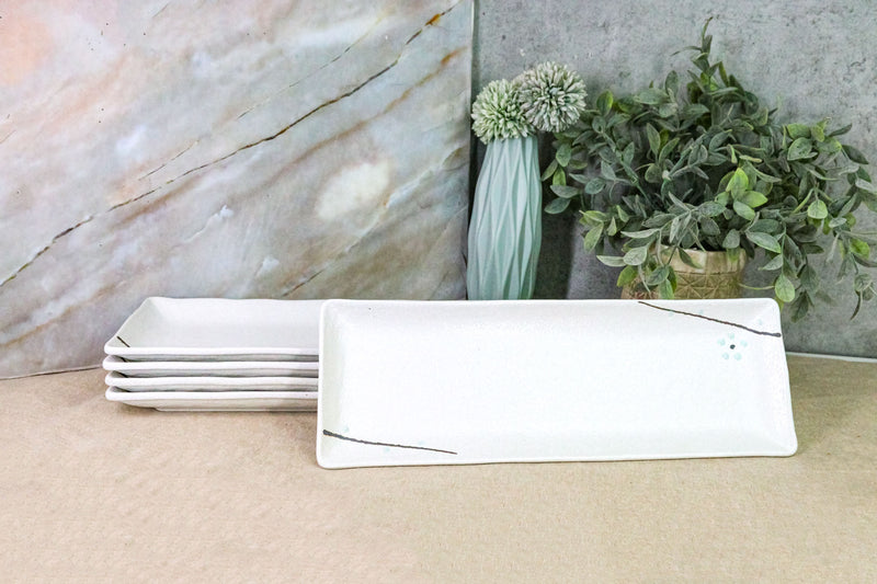Pack Of 5 Yukino Hana Collection Ceramic Rectangular Serving Platter 14" Long