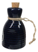 Set Of 6 Blue Japanese Calligraphy Shoyu Tenmoku Porcelain Soy Sauce Flask 7oz