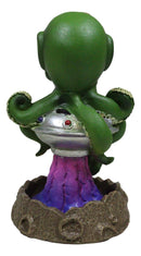 Cthulhu UFO Alien On Spaceship Saucer Moon Crater Backflow Incense Cone Burner