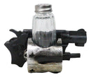 Old World Western Pistol Gun With Giant Barrels Salt Pepper Shakers Holder Set