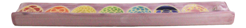 Ceramic Colorful Rainbow 7 Chakra Zone Colors Mandala Flowers Incense Holder