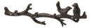 Rustic Cast Iron 2 Lovebirds On Tree Branch Multi Points Wall Hooks 12.5" Long