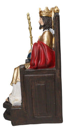 Christian Decor Crowned Christ The King Sitting On The Throne Sculpture 7.75" H