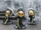 Set Of 3 See Speak And Hear No Evil Grim Reaper Skeleton With Scythe Figurines