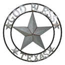 Large 24"D Rustic Western Star God Bless Texas Galvanized Metal Wall Circle Sign