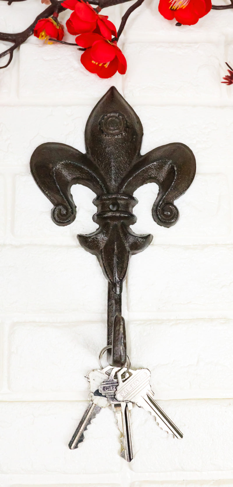 Pack Of 2 Cast Iron Rustic Fleur De Lis Emblem Wall Hook Towel Coat Hats Hangers