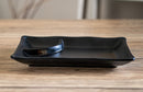 Pack Of 6 Ridged Matte Black Melamine 2 Partitions Rectangular Sushi Plates