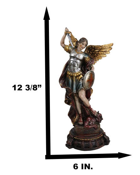 Armageddon War Archangel Saint Michael With Sword Trampling On Satan Figurine