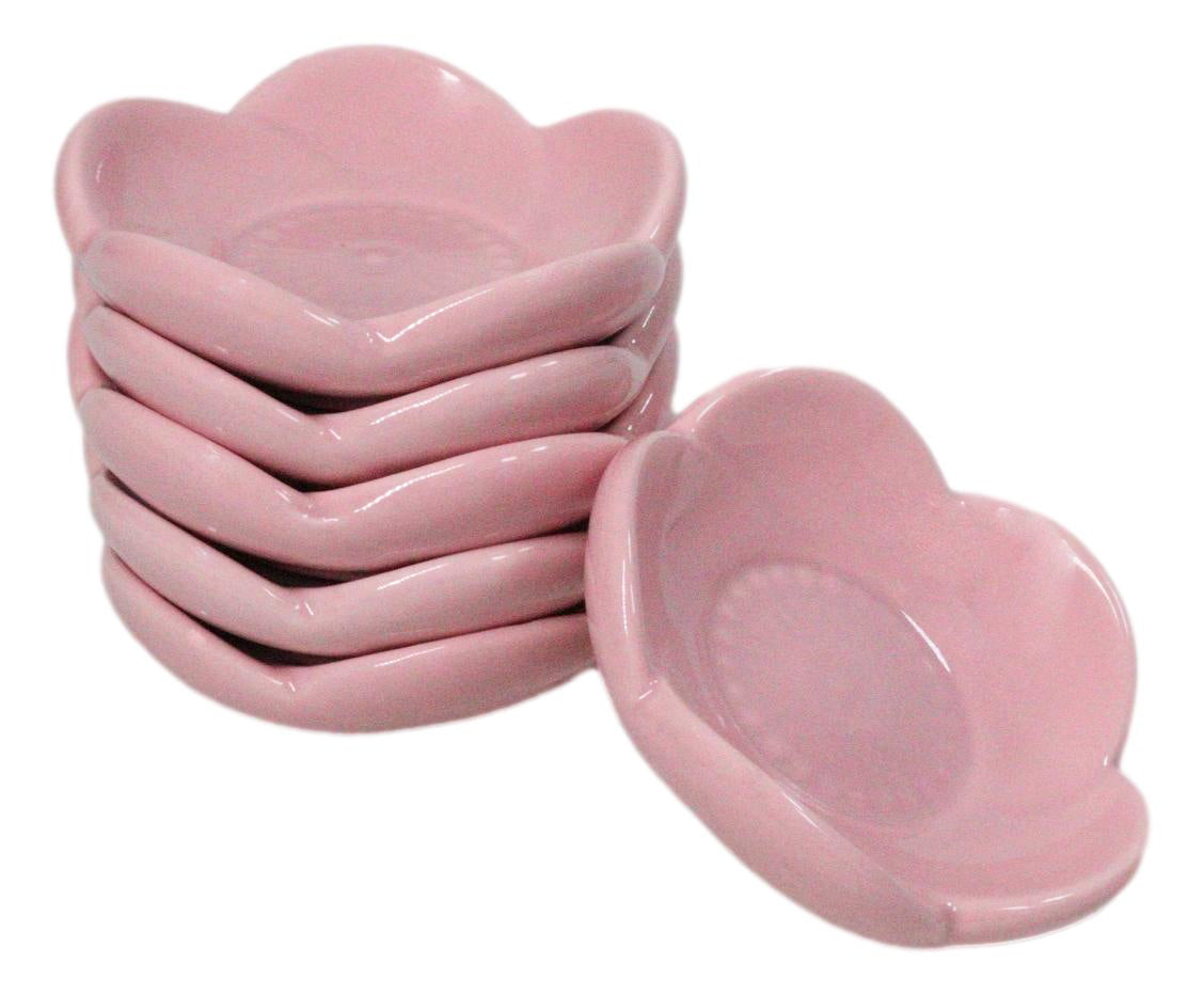Ebros Set of 6 Pink Sakura Cherry Blossom Porcelain Sauce Dishes 3 Inch
