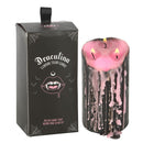 Large Gothic Draculina Pink Vampire Tears Black Unscented Pillar Candle 6"H