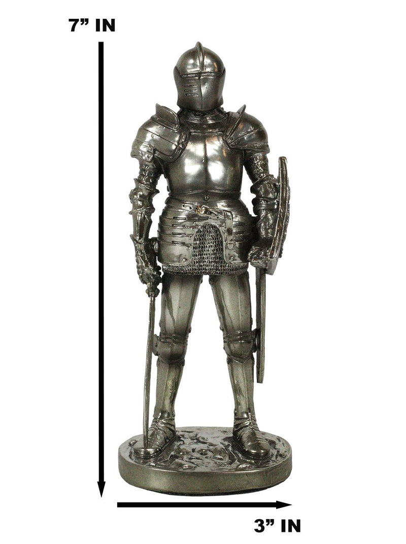 Medieval Suit Of Armor Statue 7"H Swordsman Brave Lionheart Knight Figurine