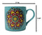 Blue Vishuddha Throat Chakra Zen Flower Of Life Mandala Circle Ceramic Mug Cup