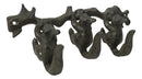 Rustic Country Cast Iron Squirrel On Tree Branch 4-Peg Wall Coat Hooks 13"L