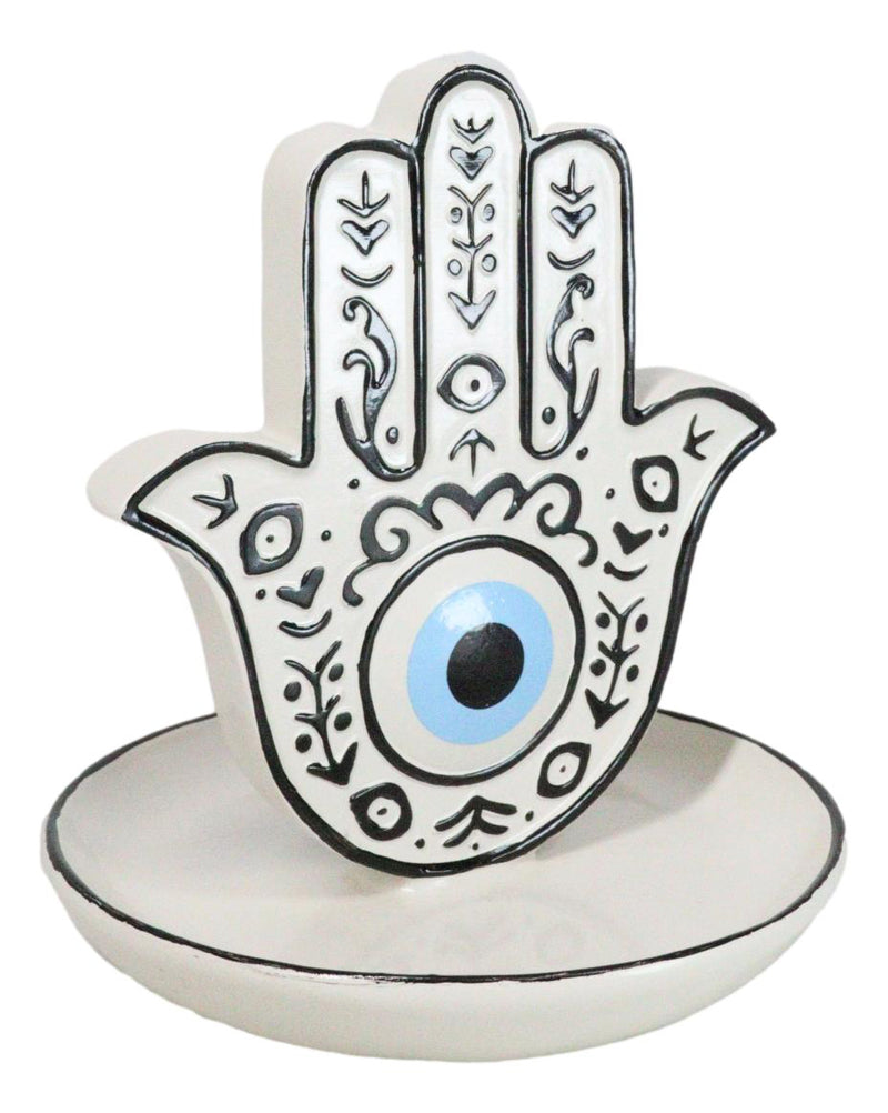 Wicca Hand of God Hamsa Palm Evil Eye Ceramic Backflow Incense Holder Figurine