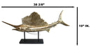 Large Marine Sea Life Sailfish Marlin Sculpture in Gold Leaf With Pole Stand 38"