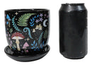 Wicca Witchcraft Magic Dark Forest Mushroom Ceramic Planter Pot With Saucer Set