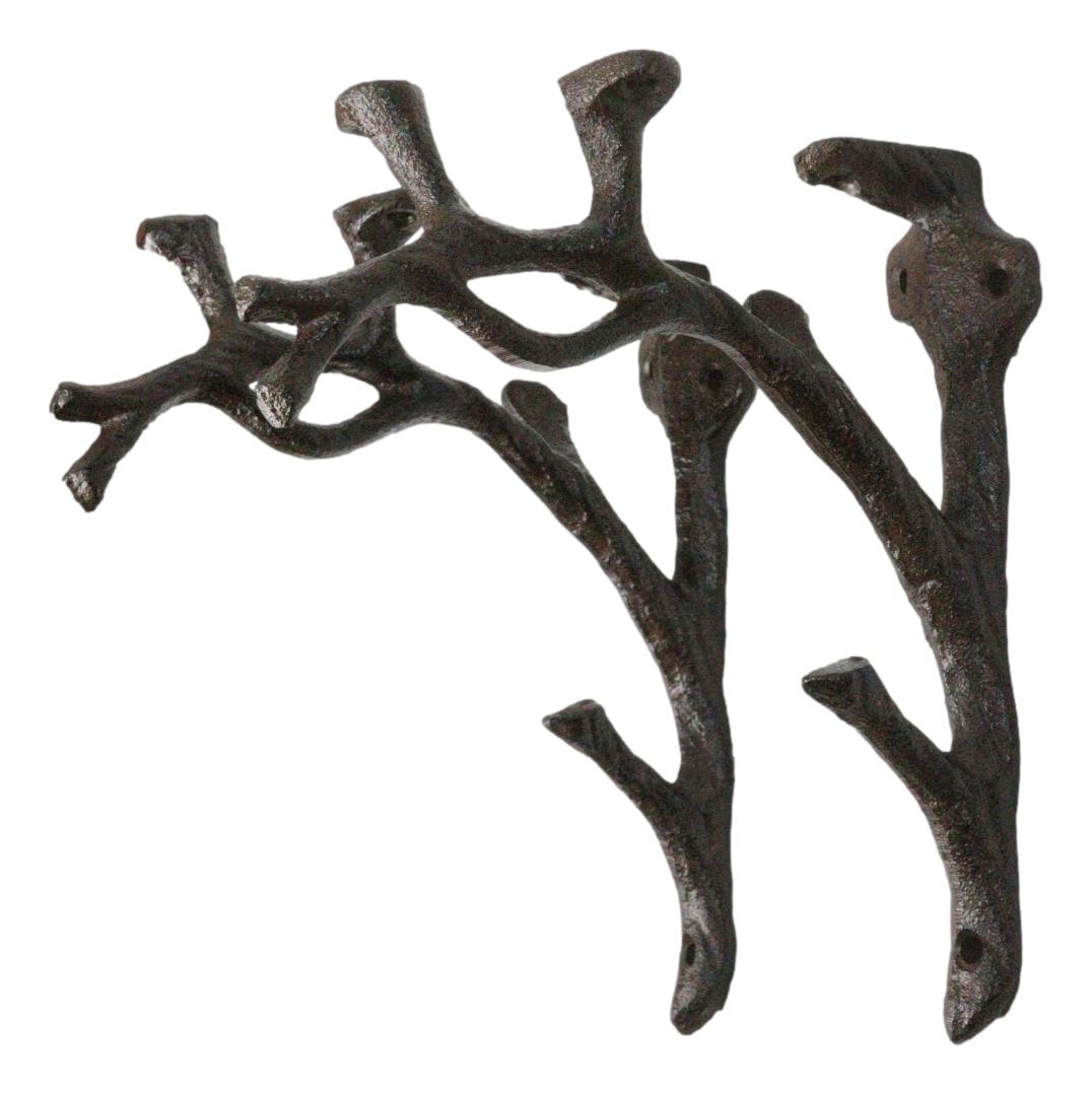 Pack of 2 Cast Iron Nature Flora Fauna Twig Branch Wall Shelf Brackets 7"H - Ebros Gift