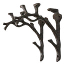 Pack of 2 Cast Iron Nature Flora Fauna Twig Branch Wall Shelf Brackets 7"H
