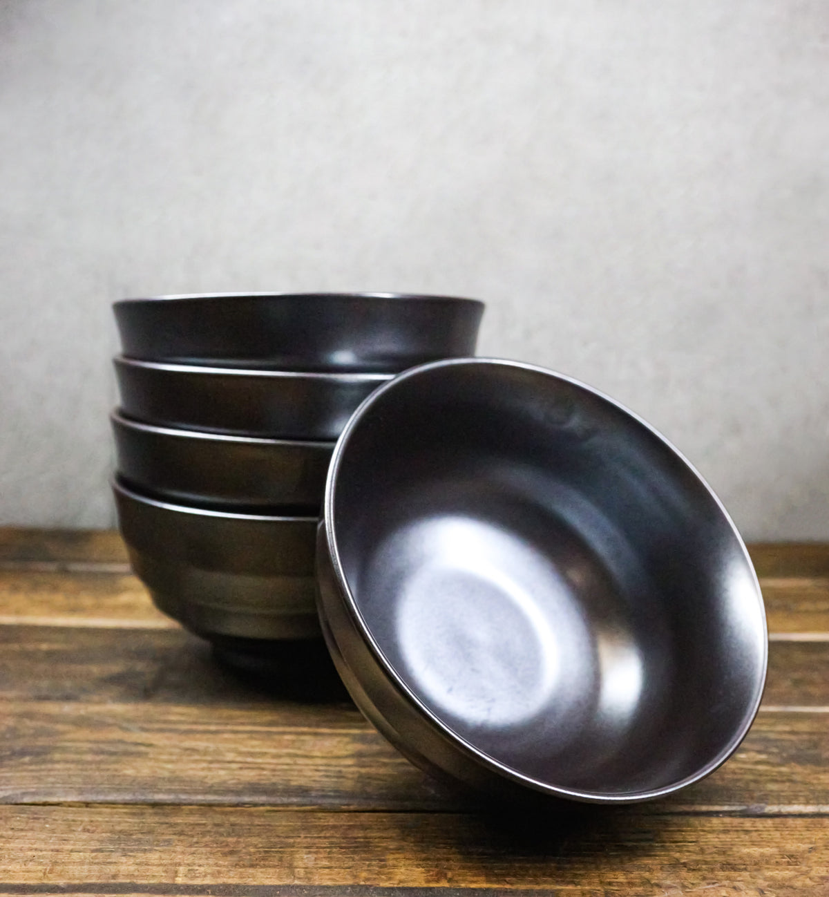 Pack Of 5 Black Clay Tetsu Kesho Ceramic Soup Salad Rice Donburi Poke Bowls 24oz