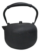 Matte Black Tokusa Vertical Lines Design Tetsubin Larger Cast Iron Teapot 33oz
