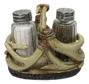 Western Entwined Stag Deer Antlers Glass Salt Pepper Shakers Holder Figurine Set