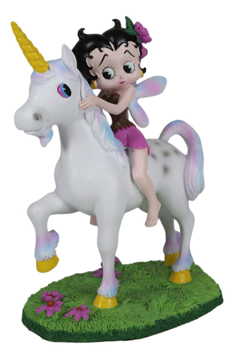 Lady Of Enchantment Pink Sweet Betty Boop Fairy With Rainbow Unicorn Figurine
