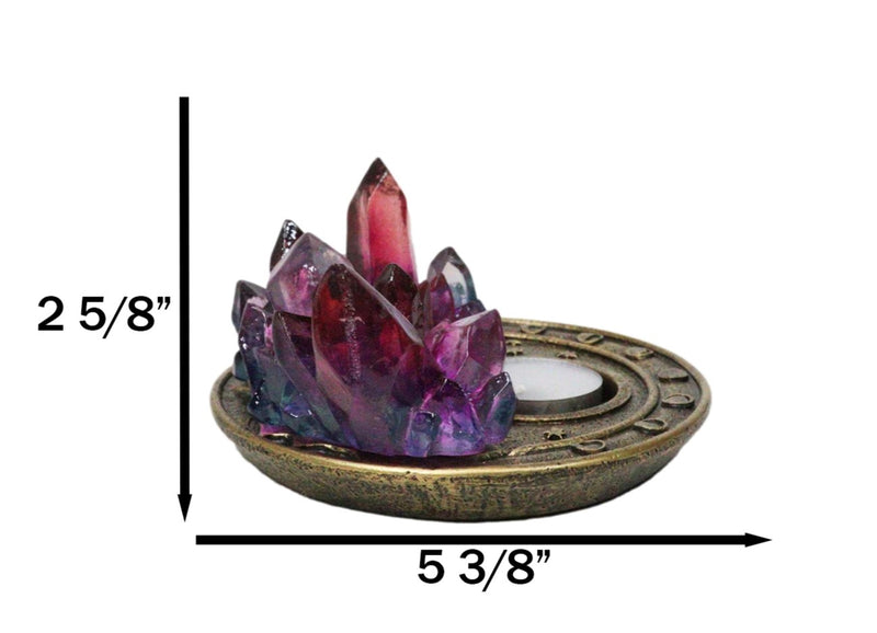 Wicca Magical Crystals Dish Votive Candleholder With Phases Of The Moon Symbols