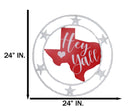 Rustic Western White Texas State Map with Hey Yall Heart Stars Wall Circle Sign
