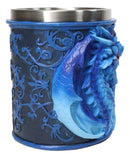 Gothic Fantasy Blue Ice Frost Dragon Tankard Mug With Stainless Steel Liner