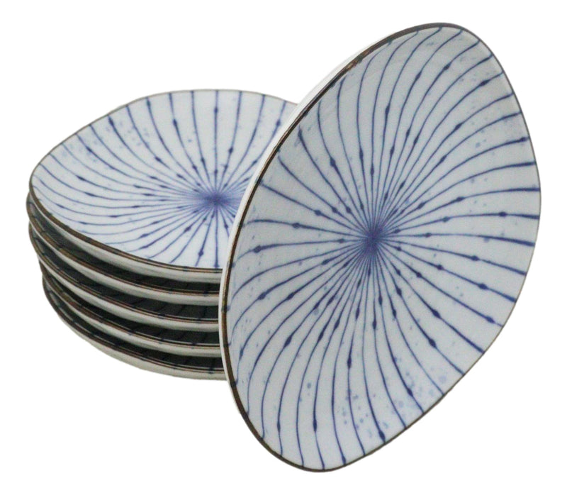 Pack Of 6 Fubuki Tokusa Made In Japan Round Flair Appetizer Shallow Bowls Plates