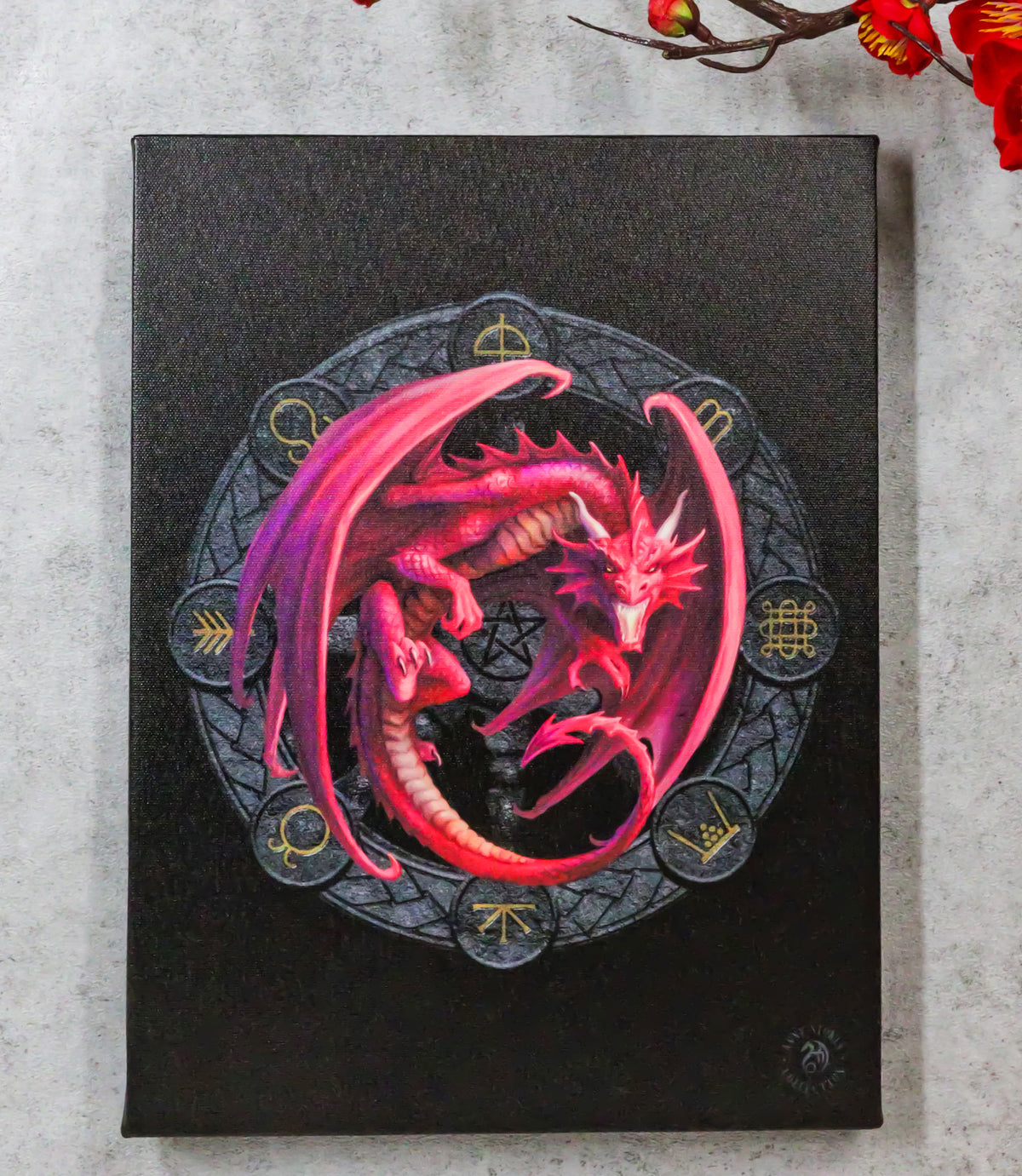 Anne Stokes Lammas Drake Sabbats Wheel of The Year Dragon Canvas Wall Decor - Ebros Gift