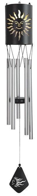 Belenos Sun God Cylindrical Steel Metal Filigree Hanging Solar Wind Chime