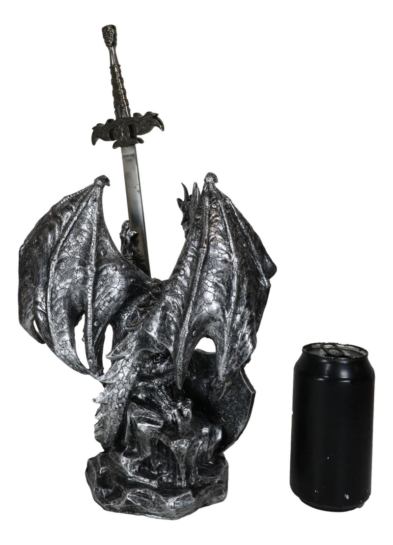 Coat Of Arms Knight Dragon With Heraldry Shield And Sword Letter Opener Figurine