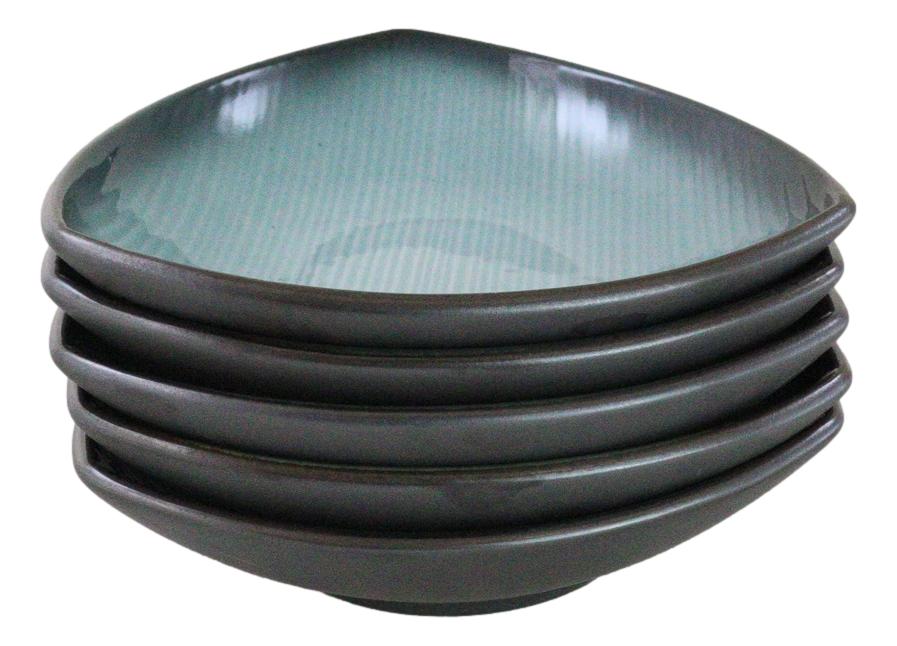 Set Of 5 Seikai Blue Sky Stars Appetizer Salad Triangular Deep Serving Plates
