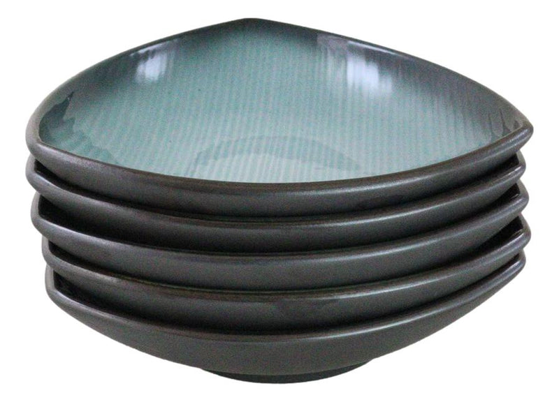 Set Of 5 Seikai Blue Sky Stars Appetizer Salad Triangular Deep Serving Plates