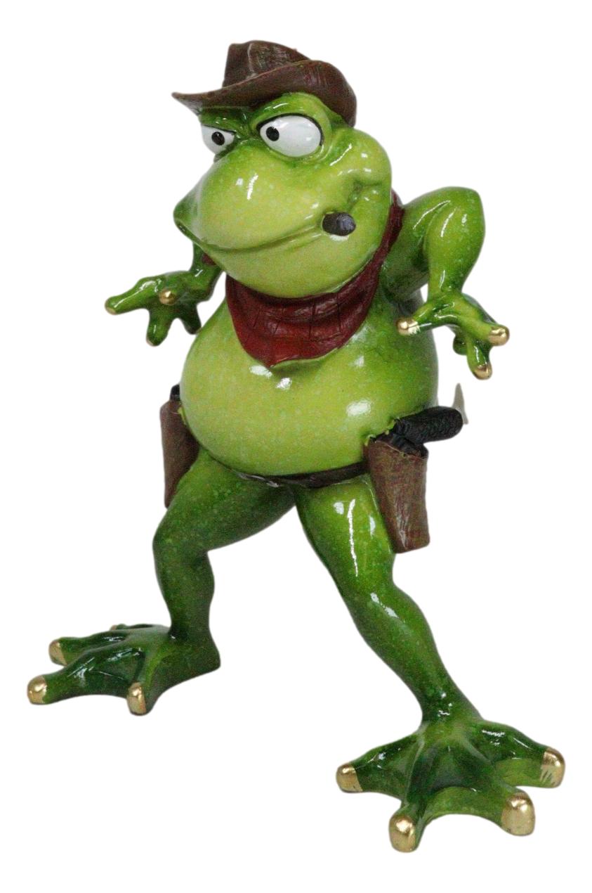 Wild West Cowboy Toad Frog In Standoff With Hat Cigar And 2 Pistols Figurine - Ebros Gift