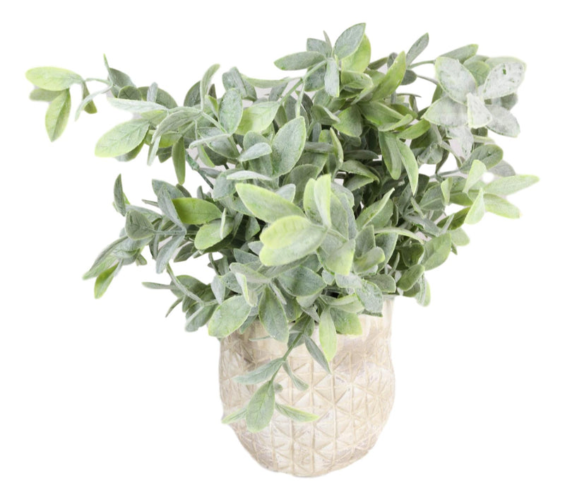 Realistic Artificial Botanica Sage Bush Faux Plant Fern In Patterned Pot 10"H