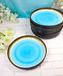 Pack Of 6 Blue Sky Aozora Kannyu Large Round Dinner Plates With Lip Edge 10" D