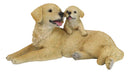 Realistic Golden Retriever Mother Cuddling With Puppy Canine Family Figurine
