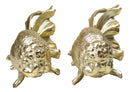 Pack of 2 Nautical Marine Goldfishes Gold Fish Sculptures In Gold Leaf Finish