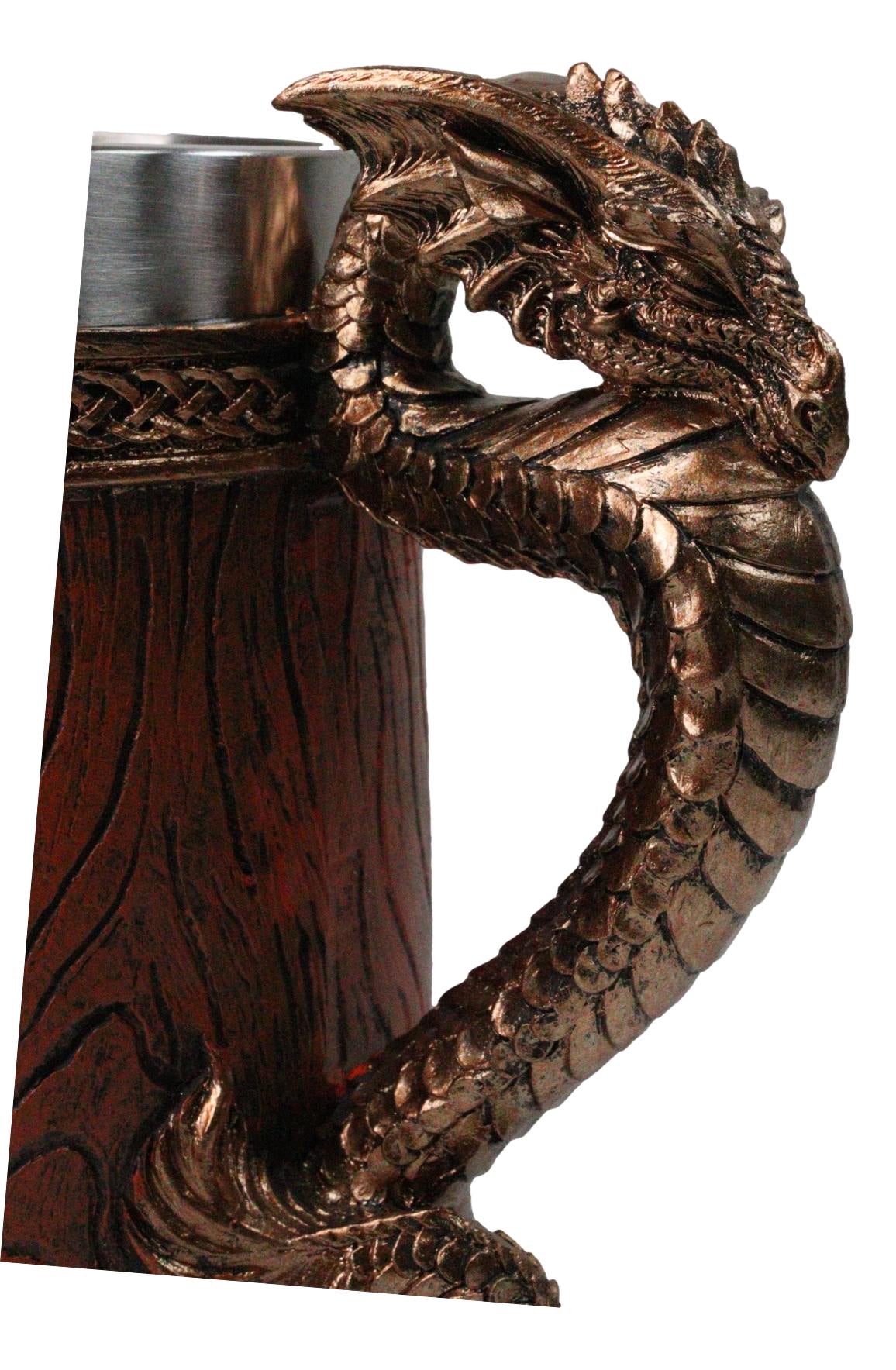 Large Dragon Barrel Mug with Sword Sculpted Handle – Medieval Drink Tankard 20oz
