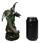 Metallic Green And Gold Dragon Guarding Faux LED Crystal Faux Geode Figurine