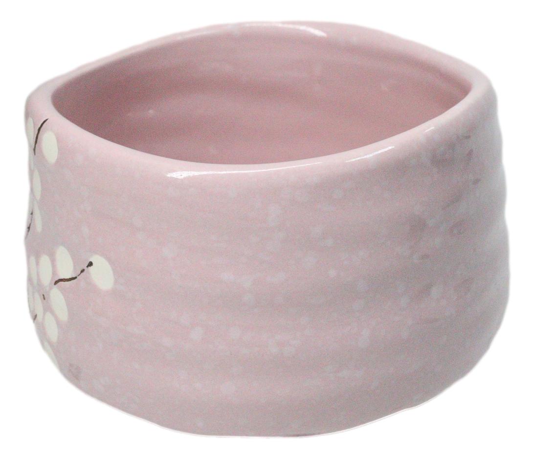 Pink Sakura Blossoms Ceramic Japanese Matcha Green Tea Bowl Whisk & Scoop Set