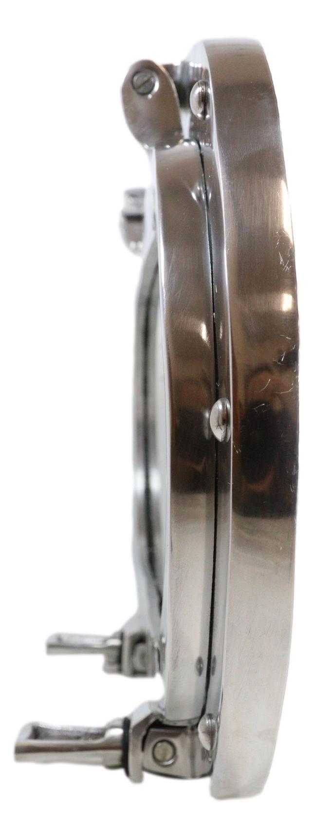 Polished Aluminum Nautical Marine Oval Ship Porthole Folding Wall Mirror 19"L