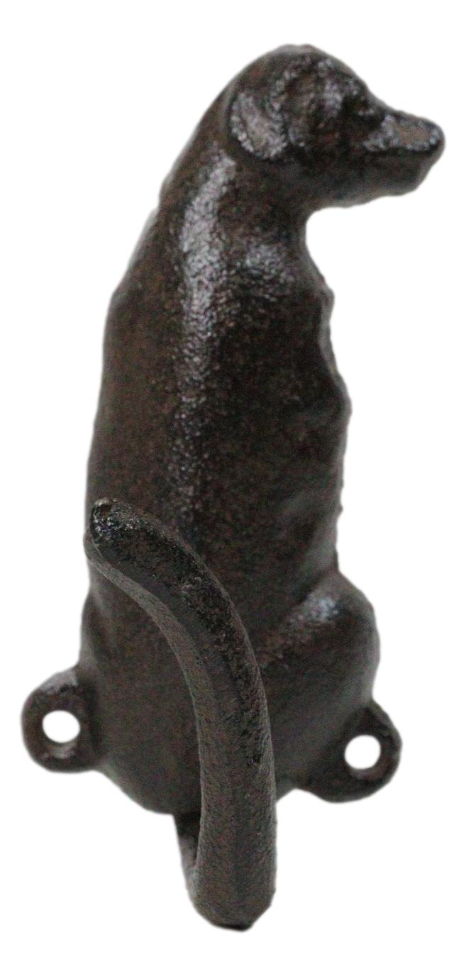 Pack Of 2 Rustic Cast Iron Golden Retriever Labrador Wagging Tail Wall Hooks