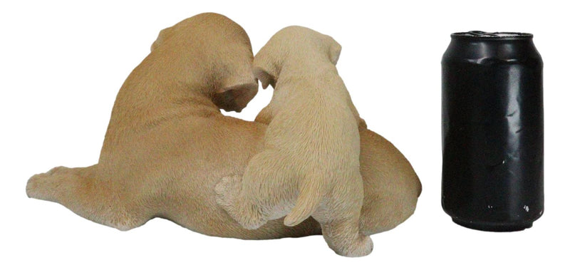 Realistic Adorable Labrador Puppy Dog Cuddling with Its Mother Family Figurine
