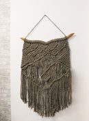 Bohemian Chic Hand Woven Wool Macrame Tapestry With Tassels 26"X37" Wall Decor