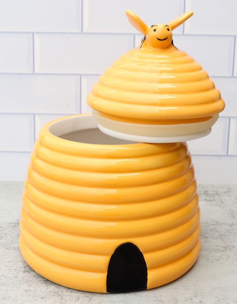 Ebros Rustic Wildlife Busy Honey Bumblebee Bee Hive Beehive Ceramic Cookie Jar 8"Tall