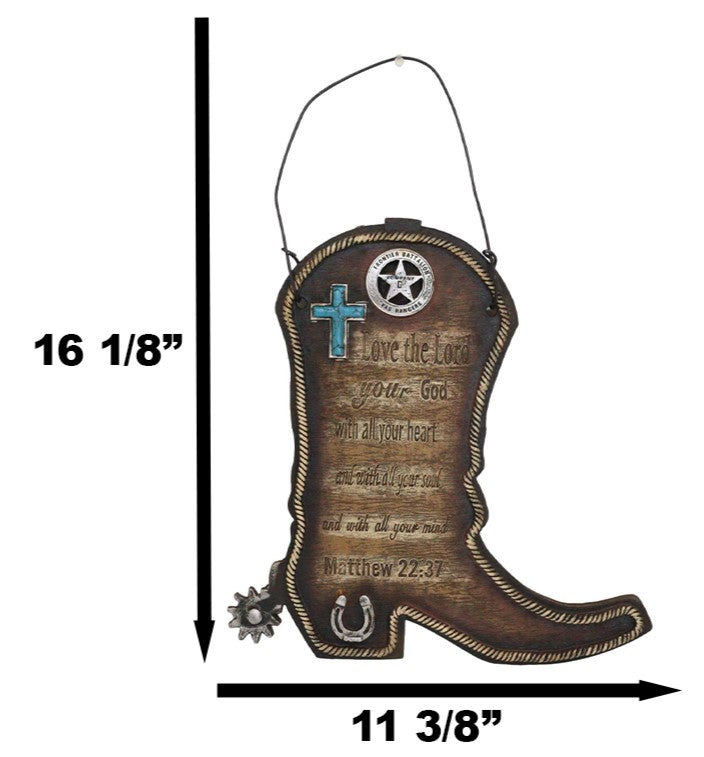 Western Cowboy Boot With Spur Horseshoe And Ropes Bible Scripture Wall Decor